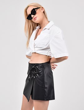 deri kuşgözü şort etek, deri kuşgözü şort etek